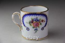 Antique Sevres Type Porcelain Miniature Tea Cup & Saucer in'Feuille-de-Choux