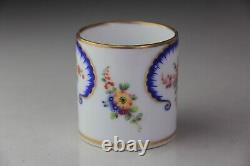 Antique Sevres Type Porcelain Miniature Tea Cup & Saucer in'Feuille-de-Choux