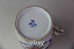 Antique Sevres Type Porcelain Miniature Tea Cup & Saucer in'Feuille-de-Choux