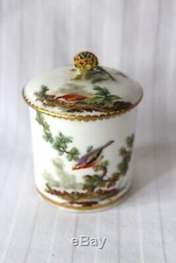 Antique Sevres porcelain pot Hebert and cover, Chappuis l'aine, 18th century