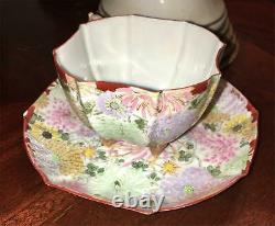 Antique Tea Cup Saucer Floral Hand Painted Porcelain Ornate Victorian Georgian