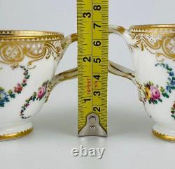 Antique True TrioSevres MarkFine Porcelain Tea Cup Coffee & SaucerGold Gilt