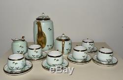 Antique Vtg Japanese Satsuma Tea Pot Set Demitasse Cups Saucers Cream Sugar