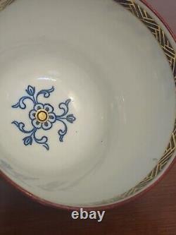 Antique WORCESTER Blue White MUSIC PATTERN Porcelain Tea Coffee CUP & SAUCER Set