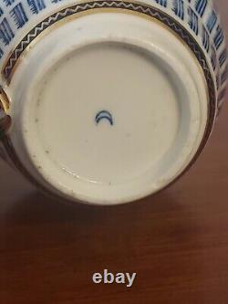 Antique WORCESTER Blue White MUSIC PATTERN Porcelain Tea Coffee CUP & SAUCER Set