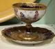 Antique Wehsner Dresden Hand Painted Cherubs Purple Sherbet Cup & Saucer C. 1895