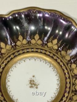 Antique Wehsner Dresden Hand Painted Cherubs Purple Sherbet Cup & Saucer c. 1895