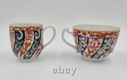 Antique Worcester 18C Queen Charlotte Pattern Trio Coffee Cup, Teacup, Saucer