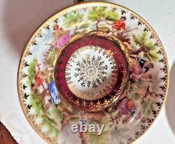 Antique Wunsiedel Old Vienna Off White rococo style 7 Tea Cups & 6 Saucers