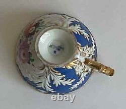 Antique meissen blue and white with gold floral teacup and saucer 1925