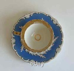 Antique meissen blue and white with gold floral teacup and saucer 1925