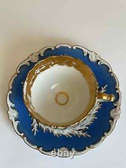 Antique meissen blue and white with gold floral teacup and saucer 1925