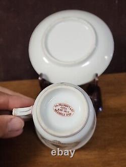 Antique porcelain teacup saucer france ch. Pillivuyt Napolean & Josephine