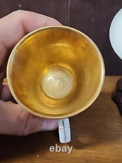 Antique porcelain teacup saucer france ch. Pillivuyt Napolean & Josephine