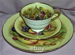 Anysley Orchard Fruit Signed D. Jones Ftd. Cup, Saucer & Plate Trio VG+