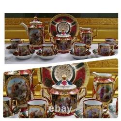 Austria Porcelain Portrait Demitasse Tea Set Cup Saucer Plates Jewelry Jar 23pcs