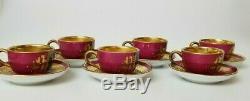 Austrian Hand Painted Bindenschild Courting Love Set of 6 Small Cups Saucers