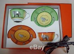 Authentic HERMES Africa Porcelain 2 Set Cup and Saucer