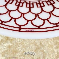 Authentic HERMES Demitasse Cup Saucer H Deco Red Porcelain Tableware 2 Sets wBox