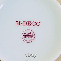 Authentic HERMES Demitasse Cup Saucer H Deco Red Porcelain Tableware 2 Sets wBox
