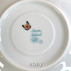 Authentic HERMES La Siesta Island Tea Cup & Saucer 2 Sets French Porcelain withBox