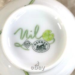 Authentic HERMES PARIS Demitasse Cup & Saucer Porcelain Nil Nile Gold Rim