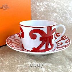 Authentic HERMES PARIS Morning Soup Cup & Saucer Porcelain GUADALQUIVIR withCase