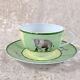 Authentic Hermes Paris Tea Cup Saucer Porcelain Tableware Africa Green