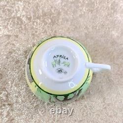 Authentic HERMES Paris Tea Cup Saucer Porcelain Tableware AFRICA GREEN