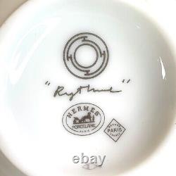 Authentic HERMES Porcelain RHYTHM GREEN PLATINUM Chinese Style Tea Cup & Saucer