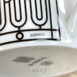 Authentic HERMES Tea Cup Saucer H Deco Black White Porcelain Tableware withBox