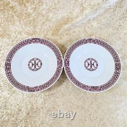 Authentic HERMES Tea Cup Saucer H Deco Red Porcelain Tableware 2 Sets withBox