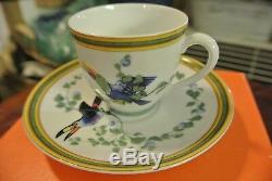 Authentic Hermes Porcelain Toucan birds Coffee Cup and Saucer New never used