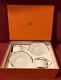 Authentic Hermes Red Rythme 2 Cup & Saucer Set Porcelaine With Defect