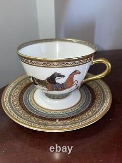 Authentic LUXURY HERMES PORCELAIN Tea Cup & Saucer No. 1 CHEVAL d'ORIENT PRISTINE