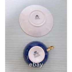 Aynsley Cabbage Rose Cup & Saucer Porcelain Blue Multicolor Tableware Drinkware