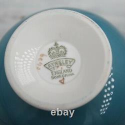 Aynsley England Cup and Saucer Gold Border Fruit Turquoise Tea
