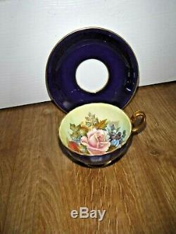 Aynsley Rose Design Vintage Tea Cup & Saucer Signed J A Bailey Excellent