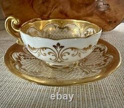 Bailey Banks And Biddle Cauldon England Raised Gold Gilding Tea Cup & Saucer