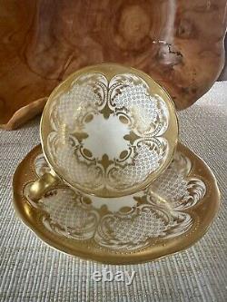 Bailey Banks And Biddle Cauldon England Raised Gold Gilding Tea Cup & Saucer