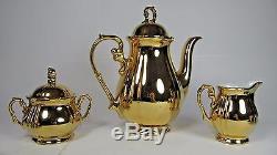 Bavaria Tea for Two Set Porcelain Cup Saucer Teapot Gold Gilt Fragonard Couple