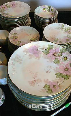Bavaria Thomas Signed Set Dishes Plates Saucers Selb Cups Floral Porcelain China