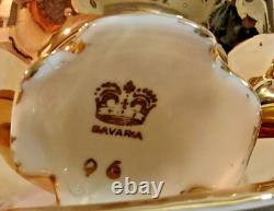 Bavarian Echt Gold Porcelain Dainty Teacups and Saucers Genuine Gold Set of 6
