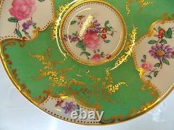 Beautiful Antique George Jones And Sons Green Floral Porcelain Cup &saucer Nice