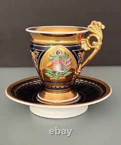 Beautiful Antique Old Paris Porcelain Empire Period Cup with Saucer c1810-1820