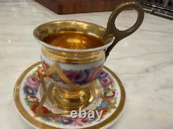 Beautiful Antique Old Paris Porcelain Empire Period Cup with Saucer c1810-1820