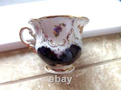 Beautiful Meissen B Form Full Size Cup Saucer & Plate Trio Cobalt Floral c1900+