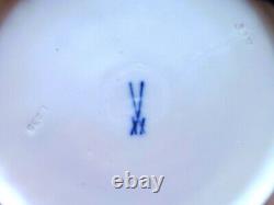 Beautiful Meissen B Form Full Size Cup Saucer & Plate Trio Cobalt Floral c1900+