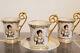 Beautiful Set Of 3 Limoges France Porcelain Portrait Cups W Gilt Trim 1 Saucer