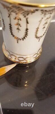 Beautiful Set of 3 Limoges France Porcelain Portrait Cups w Gilt Trim 1 Saucer